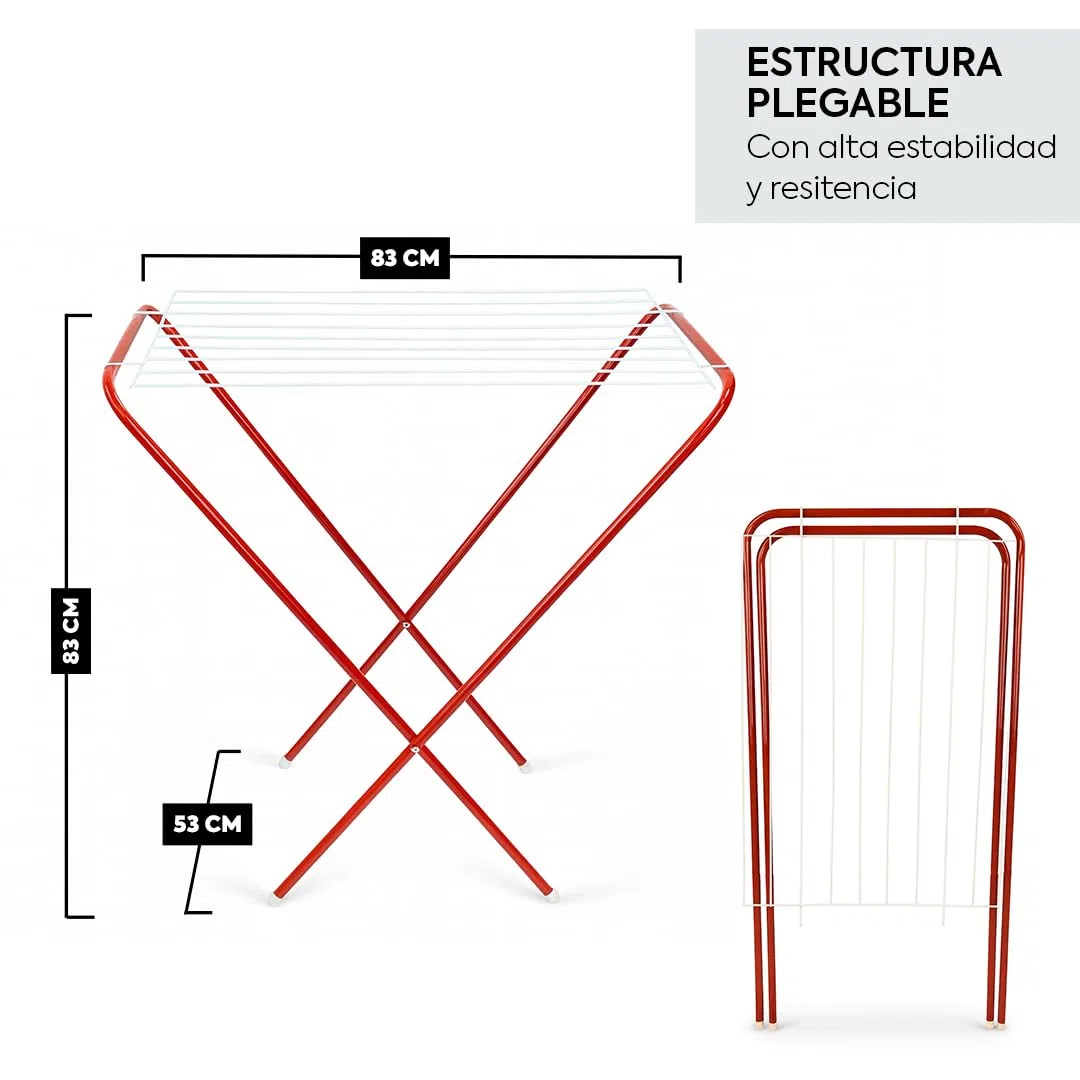 HERSIG - Tendederos Plegables - Tendedero Plegable -Tendederos Interior/Exterior con 8 Metros de Tendido - Estructura con Conteras Antideslizantes y Montaje Sencillo- Color Blanco - Hierro