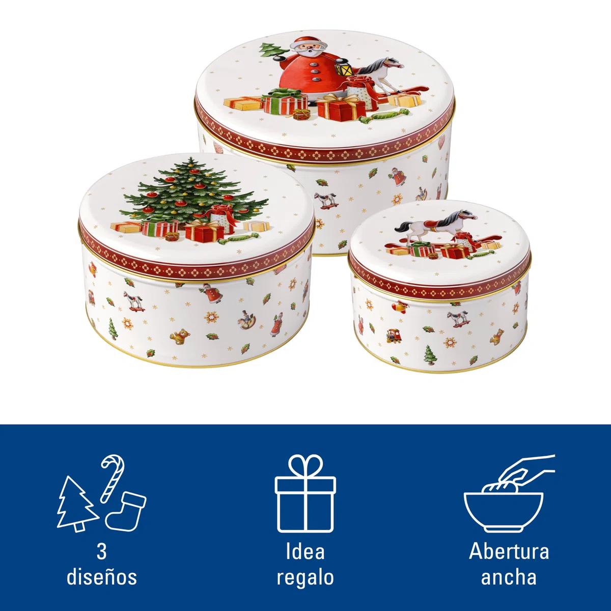 Villeroy & Boch - Winter Collage Set de Cajas de Galletas Multicolor, Bote de Galletas Navidad, Tarros, Metal