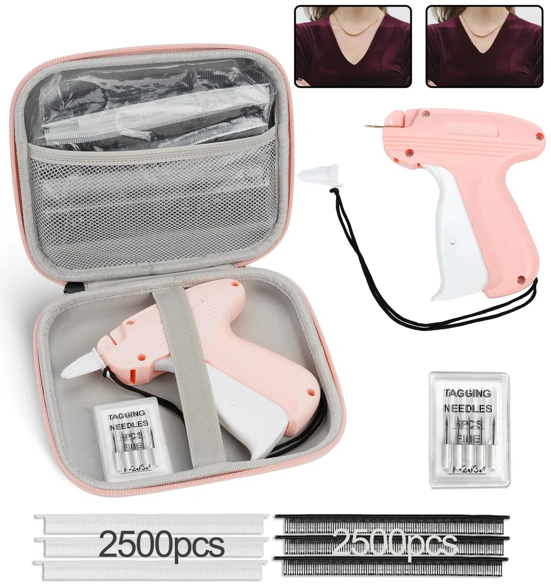 Stitchy Quick Clothing Fixer, Mini Stitch Gun para ropa con 6 agujas de repuesto y 5000 fijaciones de 0,19 pulgadas, kit de pistola de etiquetas Stitchy para ropa para costura, acolchados, dobladillos