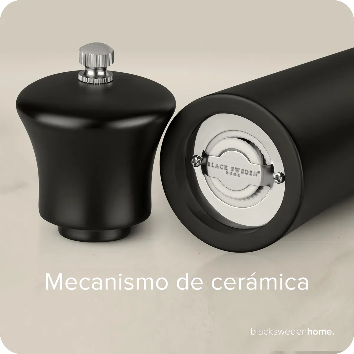 Black Sweden Home Sal y Pimienta Set – Saleros de Cocina – Molinillo Pimienta y Salero Negro y Blanco – Diseño Elegante Madera – Molinillo de Pimienta Cerámico – Grinder de Especias