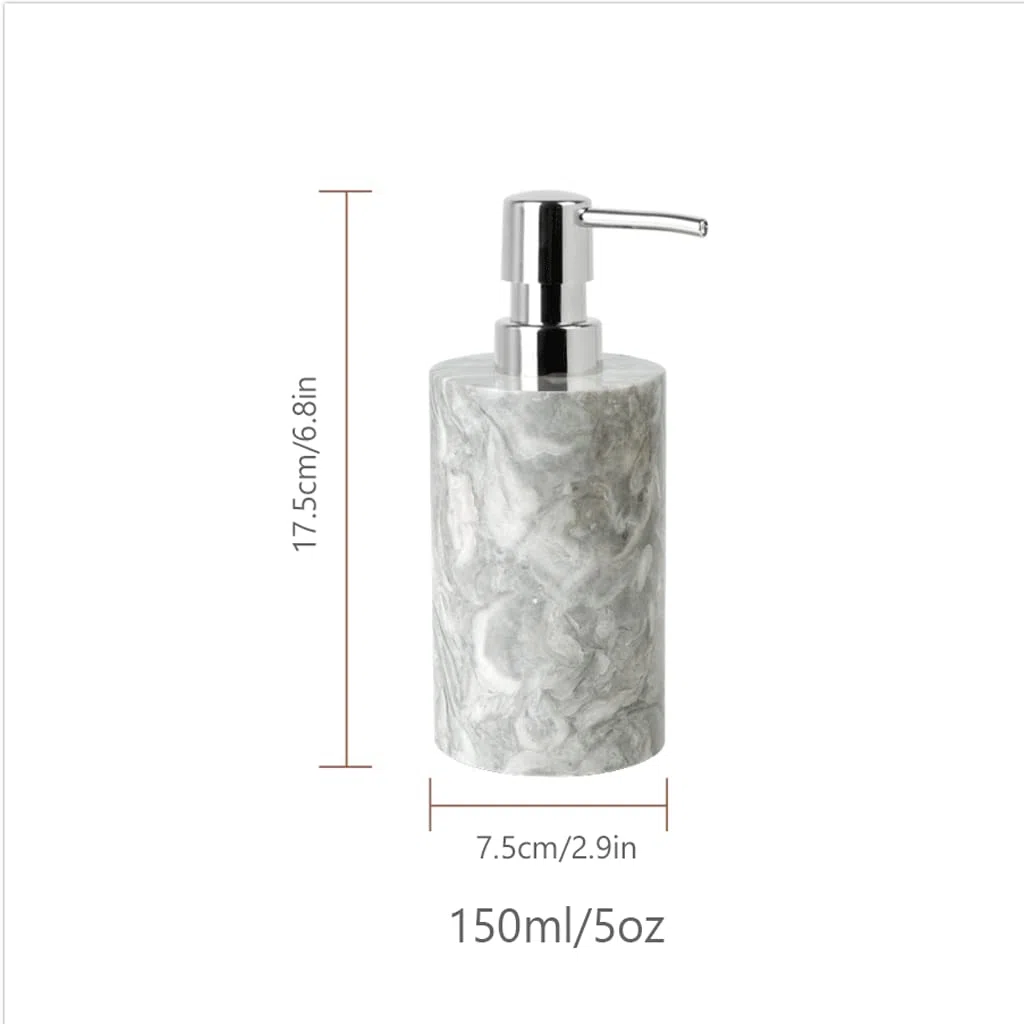 Juego de dispensador de jabón avanzado gris, juego de accesorios de baño de mármol, encimera de baño y decoración de cocina de estilo rústico, juego de soporte para cepillo de dientes poroso ade