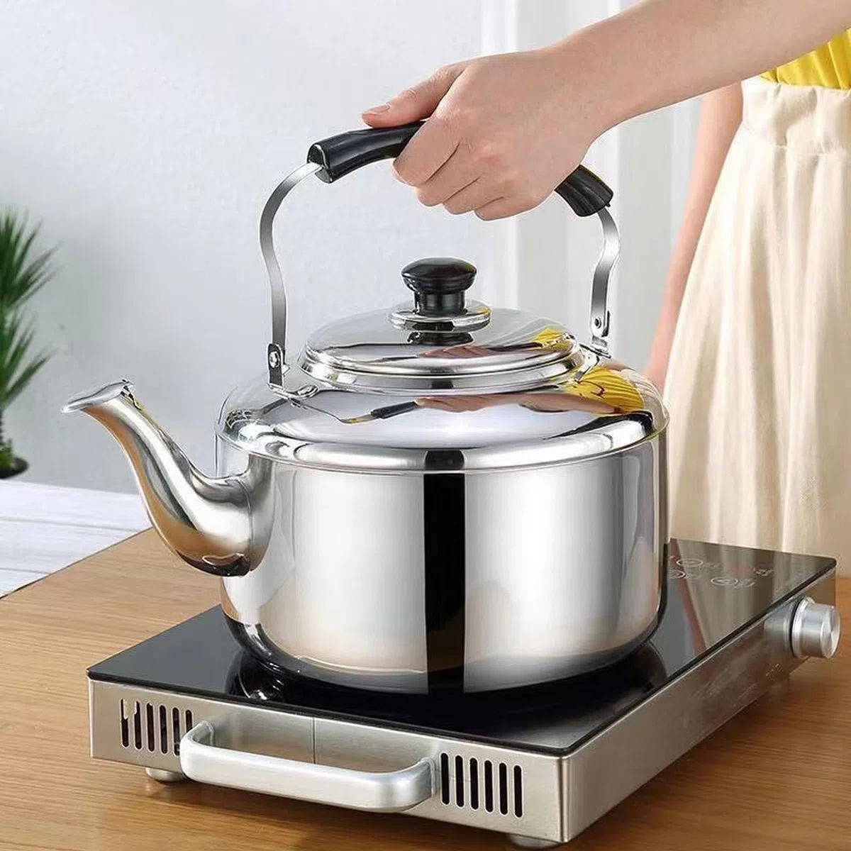 Hervidor de té silbante, 3L/4L/5L/6L/7L/8L/9L/10L acero inoxidable gran capacidad estufa de gas doméstica hervidor de gas estufa de inducción tetera universal para preparar café (6L)