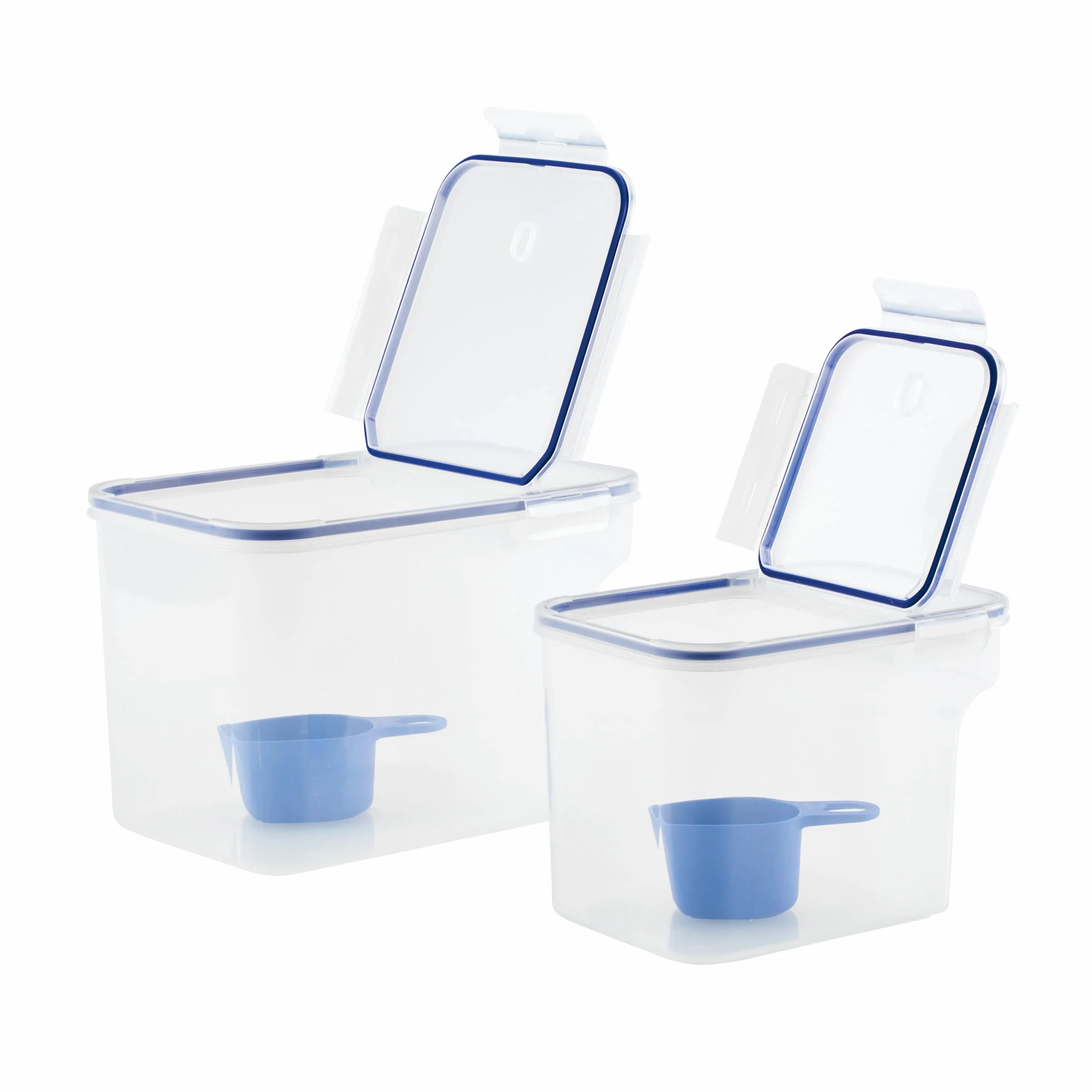 LocknLock Easy Essentials - Juego de contenedores y cubos de almacenamiento de alimentos, sin BPA, apto para lavavajillas, 4 piezas, transparente