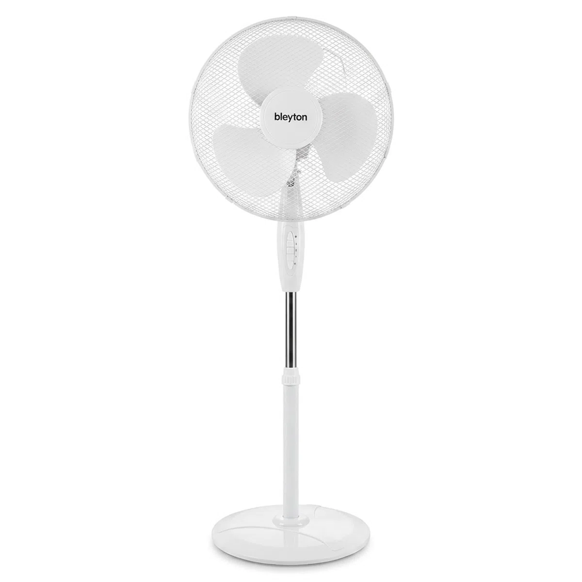 BLEYTON Ventilador de Pie 40W Silencioso y Potente Classic Stand | Ventilador Pedestal Blanco 3 Velocidades Ligero | Oscilación 180° Bajo Consumo para Dormitorio, Salón, Oficina, Habitación