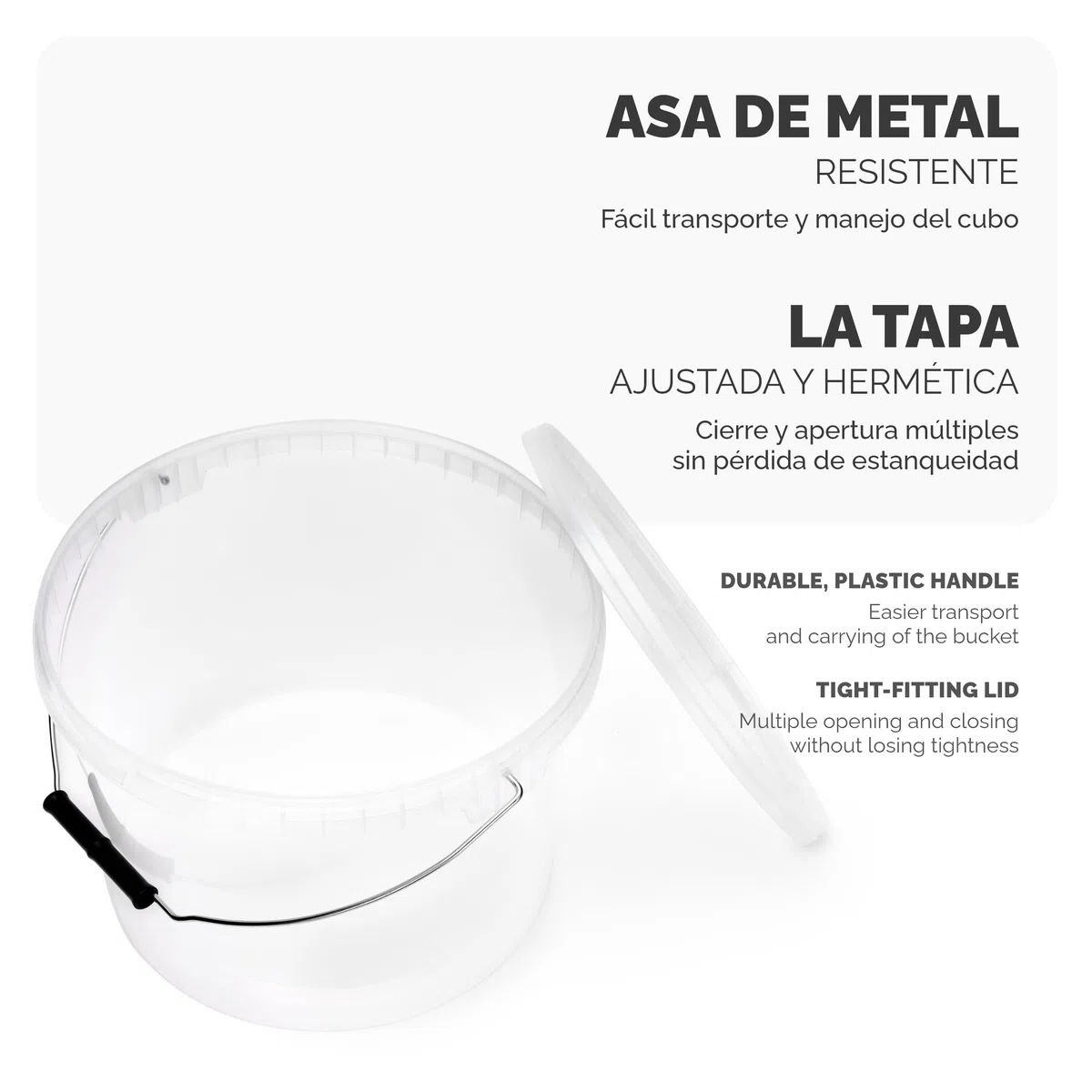 Garronda Cubo con Tapa 10 L 10 Piezas Transparente GD-0072 | Para el Almacenamiento de Alimentos y Productos Químicos