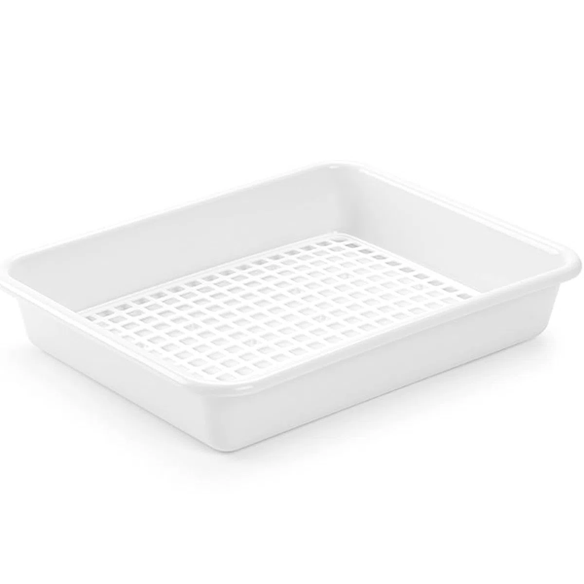 Acan Tradineur - Pack de 6 bandejas frigoríficas de Almacenamiento con Rejilla, plástico, Reutilizables, descongelar Alimentos, Fabricado en España - 35 x 27 x 6 cm – Blanco