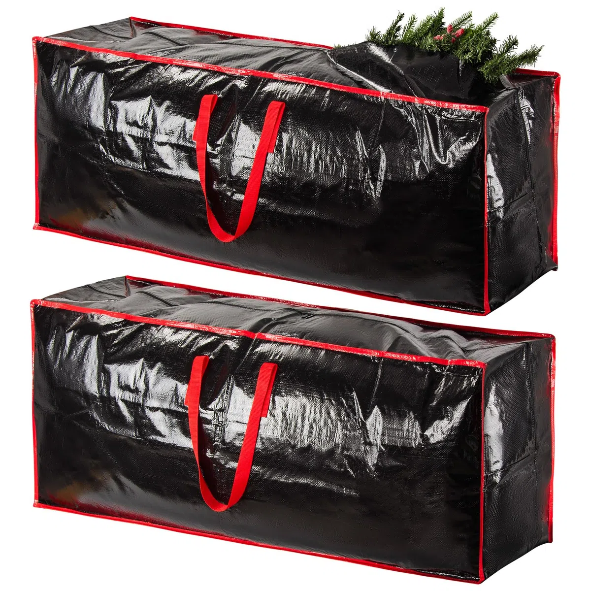 Paquete de 2 bolsas de almacenamiento extragrandes para árbol de Navidad, se adapta a árboles artificiales de hasta 7.5 pies de alto, asas reforzadas resistentes y cremalleras dobles, protege contra