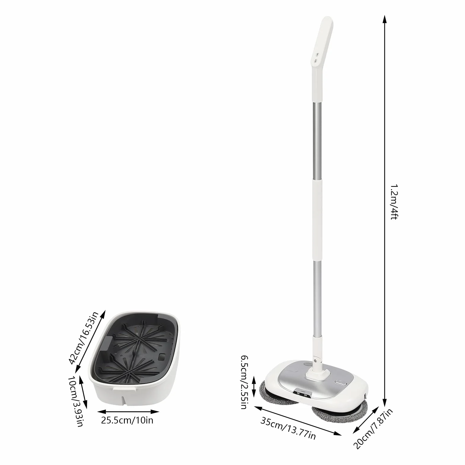 Fregona Eléctrica Inalámbrica, Limpieza Casa, Fregona Automática Suelo, Escoba Potente Batería, Bajo Ruido, Spray Agua, Luz LED, Cocina Sala Dormitorio, Independiente, 40W, Cubo 5L