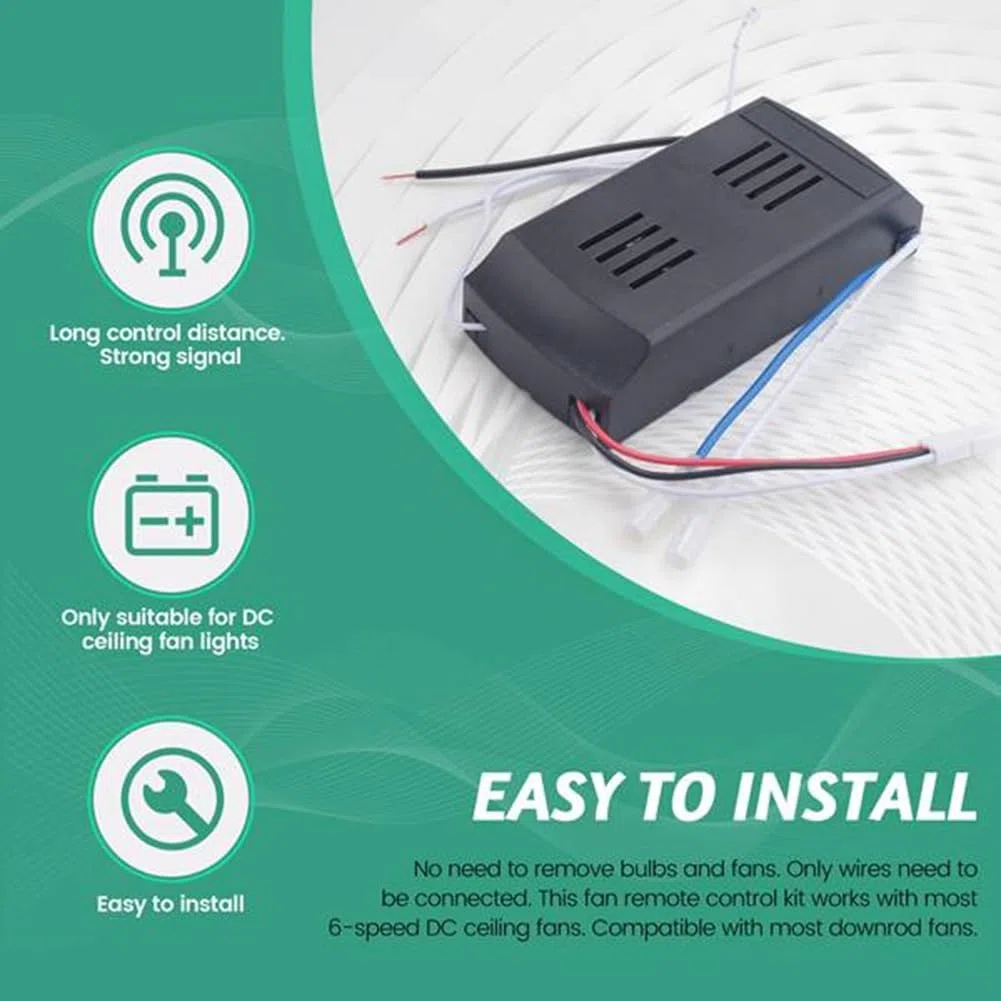 Kit de Control Remoto Universal para Ventilador de Techo, 40 W, 6 velocidades, función de temporización, Repuesto para Ventiladores de Techo y Luces de CC