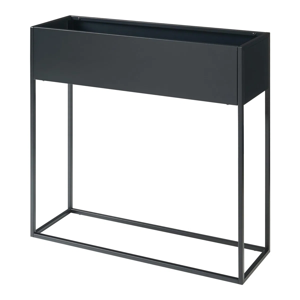 [en.casa] Soporte para Plantas Joensuu con Jardinera Estantería Elevada para Plantas Apto para Interior y Exterior Terraza Salón Oficina Acero 80 x 80 x 25 cm - Negro