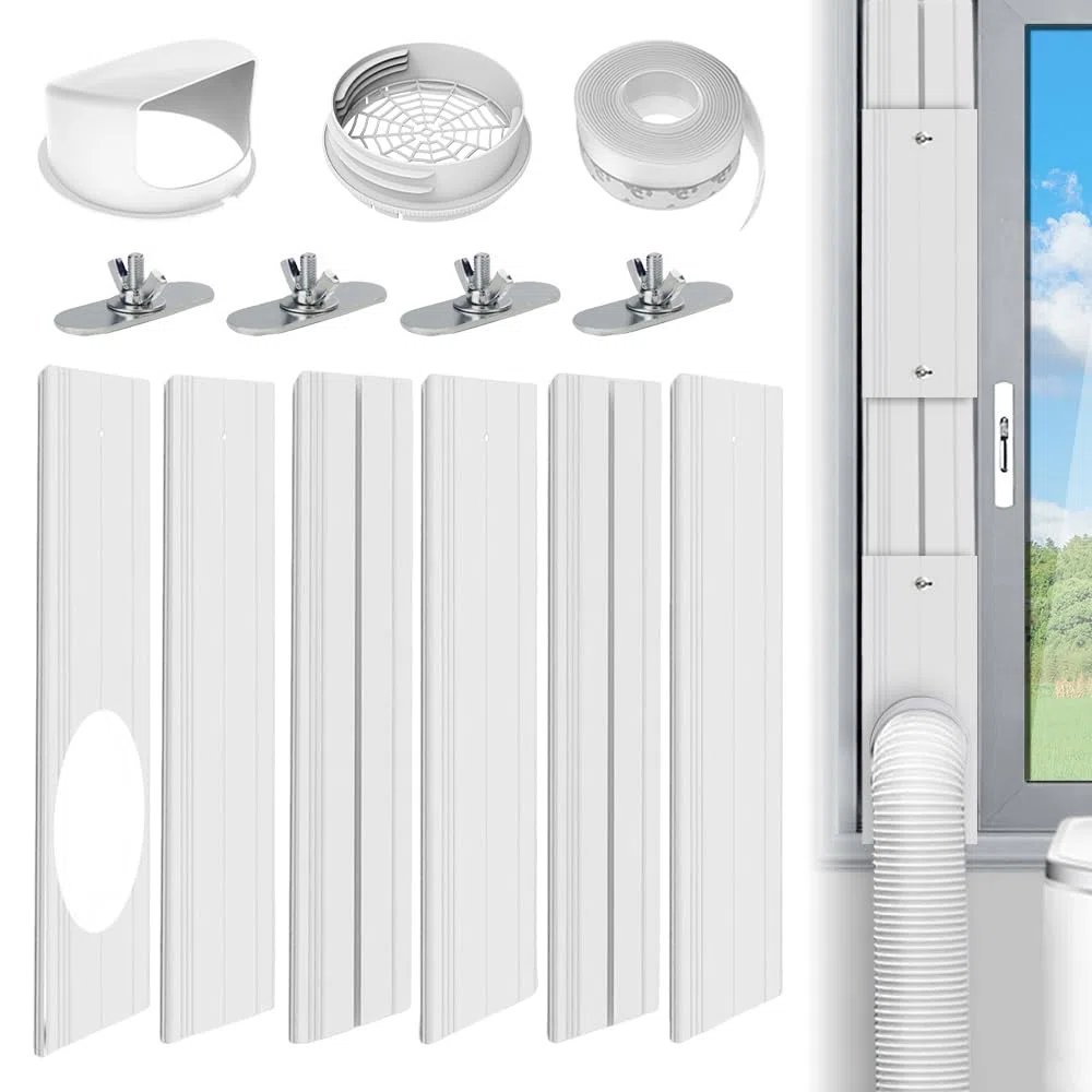 Juego de 6 piezas para calafatear aire acondicionado móvil, 43-140 cm universal kit de ventana climatizador móvil, calafateo ventana