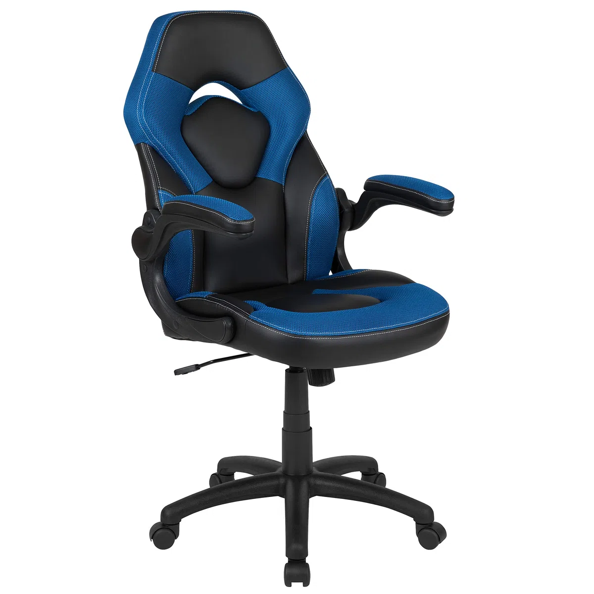 Flash Furniture Revestimiento Flash Sillas de Carreras, Ajustable, Plástico Poliuretano Espuma Malla Madera Técnica, Blau, Pack de 1
