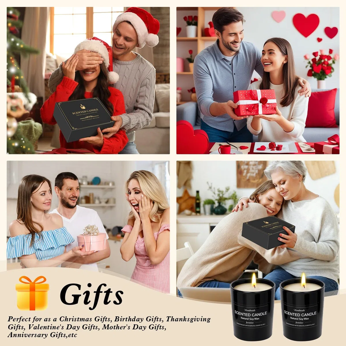 Vela perfumada en frascos de vidrio, set de regalo de 12 velas perfumadas para mujer, cera de soja, set de regalo de velas perfumadas, pequeño regalo para mujeres, colegas, cumpleaños, Navidad
