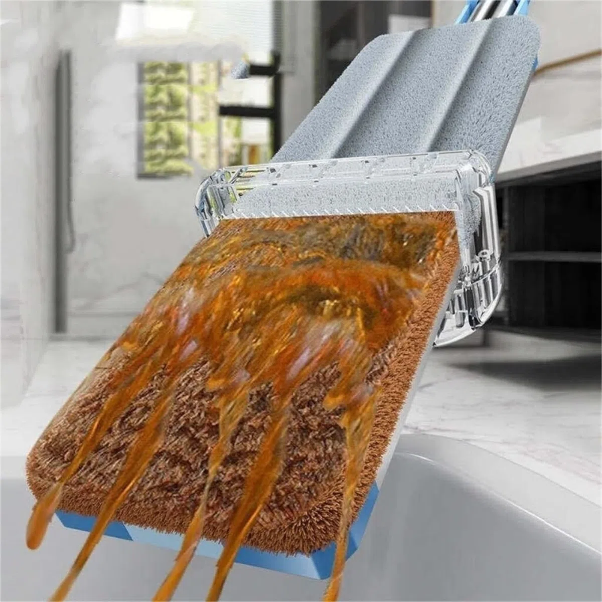 Trapeador De Piso Fregona Limpiadora De Suelos, Exprimidor para Lavar El Hogar Y La Cocina, Cabezal De Aluminio, Giratorio, para Secar Ventanas De La Casa Trapeador De Limpieza