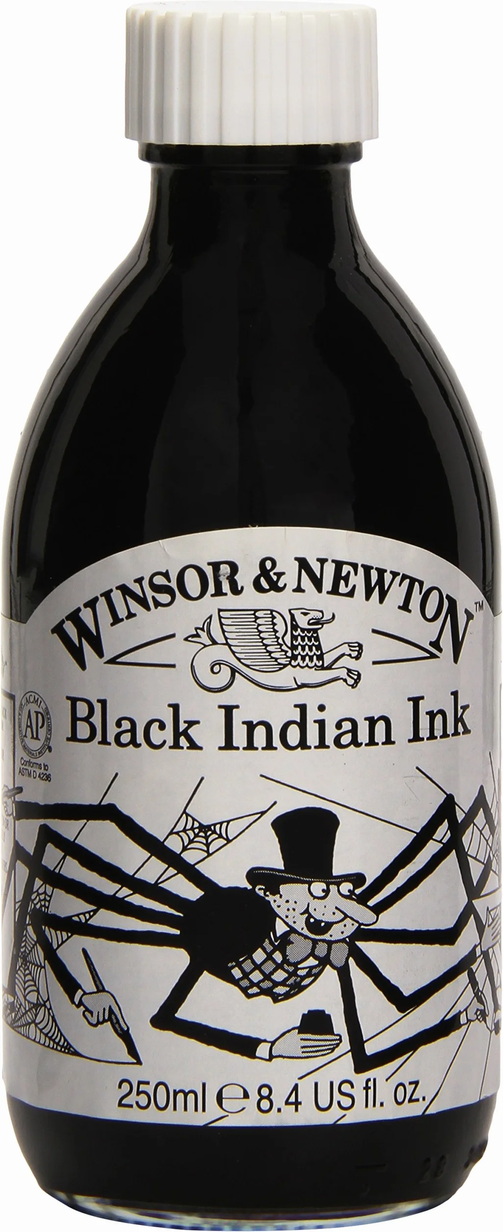 Winsor & Newton Tinta para Dibujo Drawing Ink - frasco de 250ml, tinta china negra, indian ink, resistente al agua y la luz