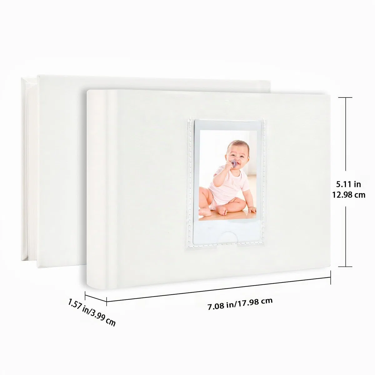 Álbum de fotos de 64 bolsillos con espacio de escritura, ventana frontal, Álbum de fotos Polaroid de 3 pulgadas, HP Sprocket, tarjetas fotográficas K-pop (Blanco)