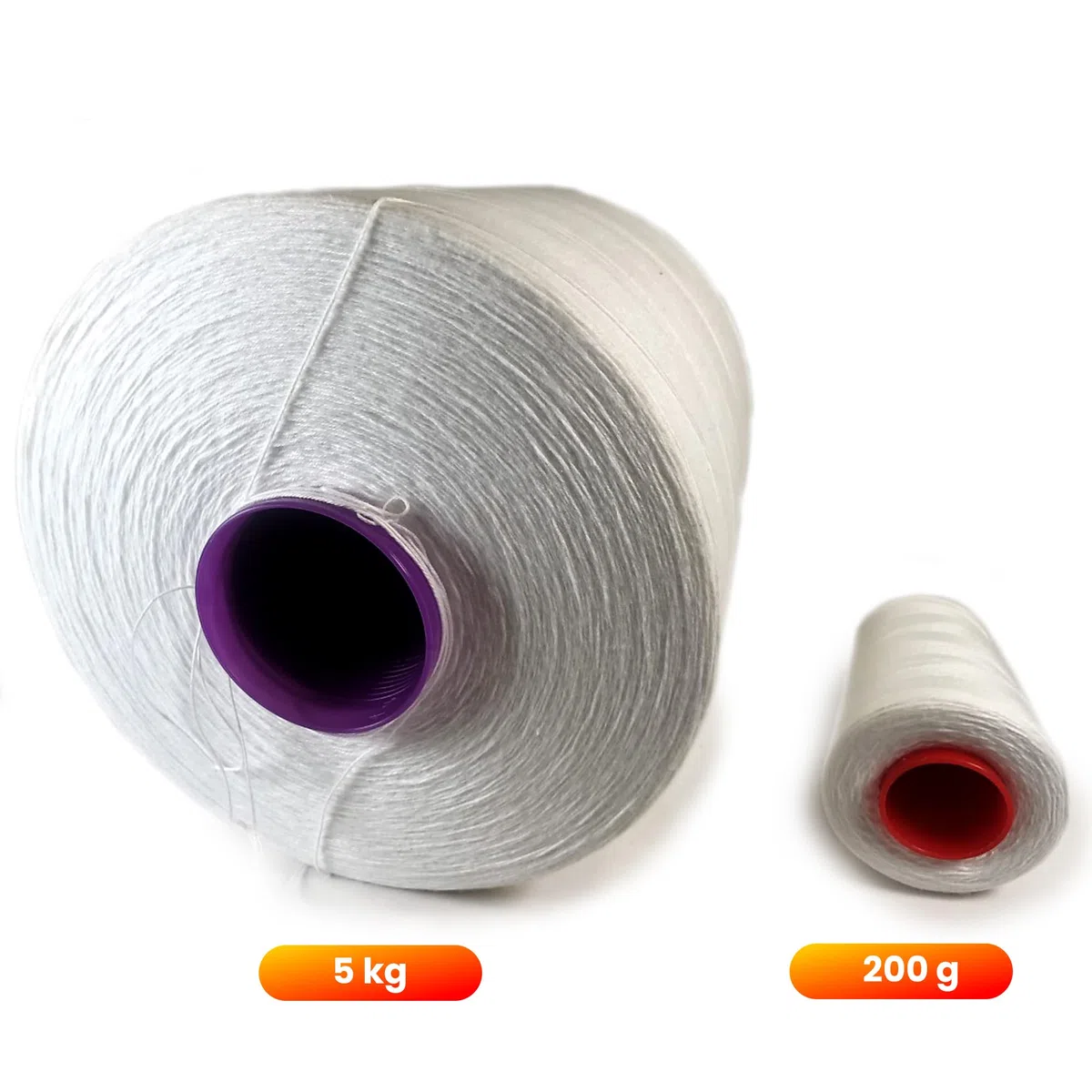 Bobina de Hilo Grueso de Poliéster para sistema de costura industrial | Hilo para coser Sacos | Cuerda de Alta Resistencia para Cerrar Costales | Color Blanco | 1 Bobina de 5 kg