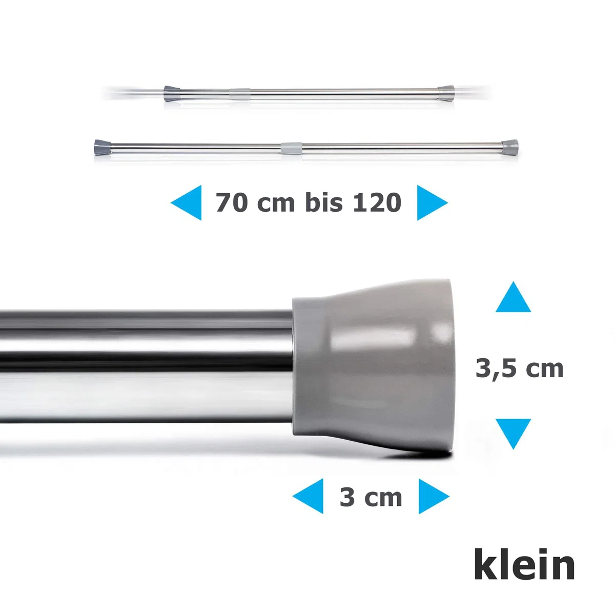 Barra Telescópica – Extensible Universal para Ducha y Cortina, Barra de Sujeción y Fijación Firme sin Taladrar - Ideal como Barra de Ducha y Cortina, Fijación Segura sin Perforaciones
