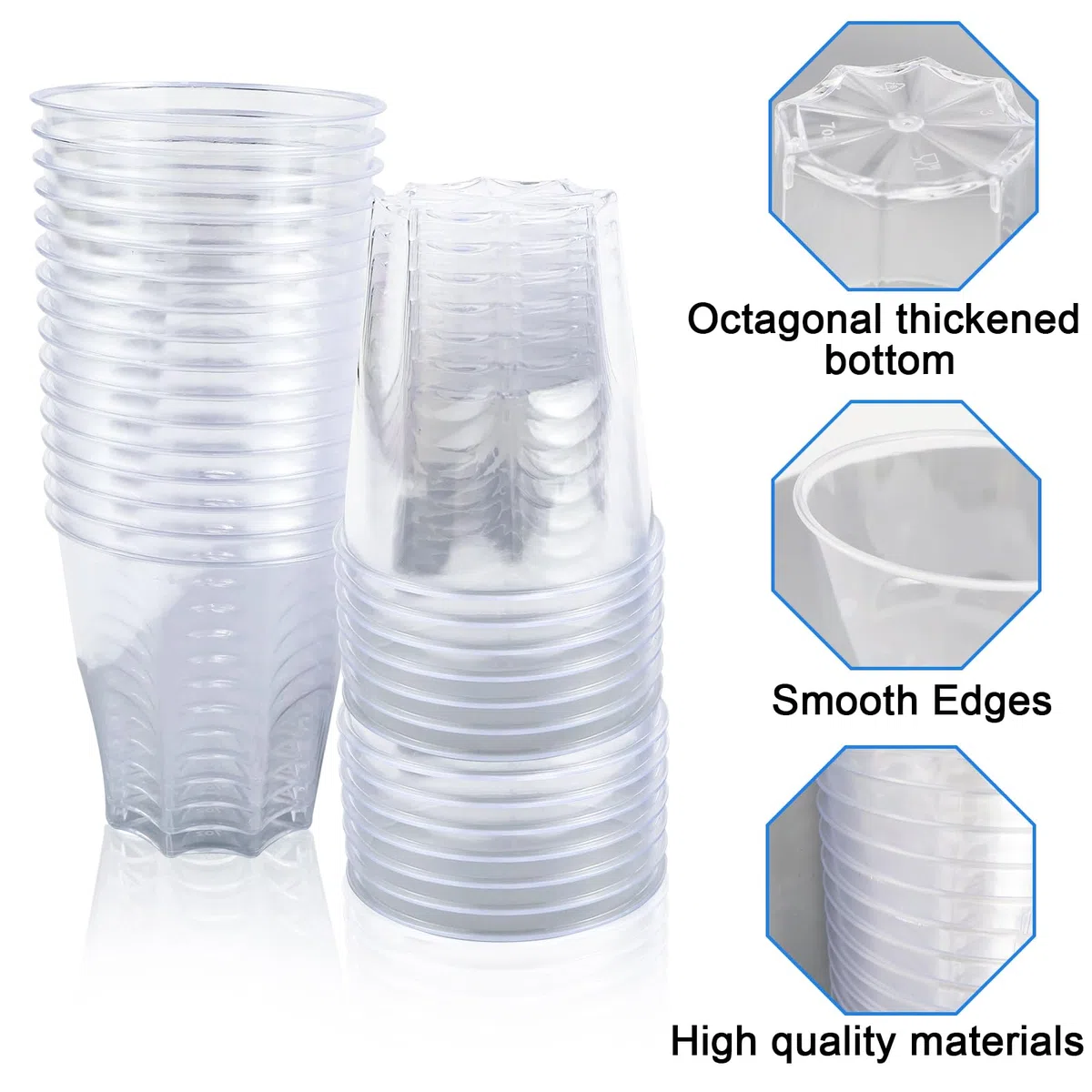 Vasos de Plastico Reutilizables 200 ml 40 Piezas Vasos de Plástico Duro Vasos Transparentes Copas Plastico para Postres Frutas Entrantes Coctel Champán y Cerveza