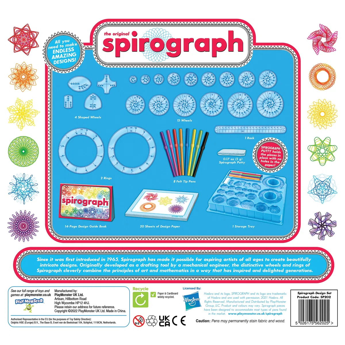Spirograph Juego original | Crea increíbles diseños infinitos | Juego de 30 piezas que incluye piezas de precisión, bolígrafos y espiromasilla | Actividad creativa de artes y manualidades | para
