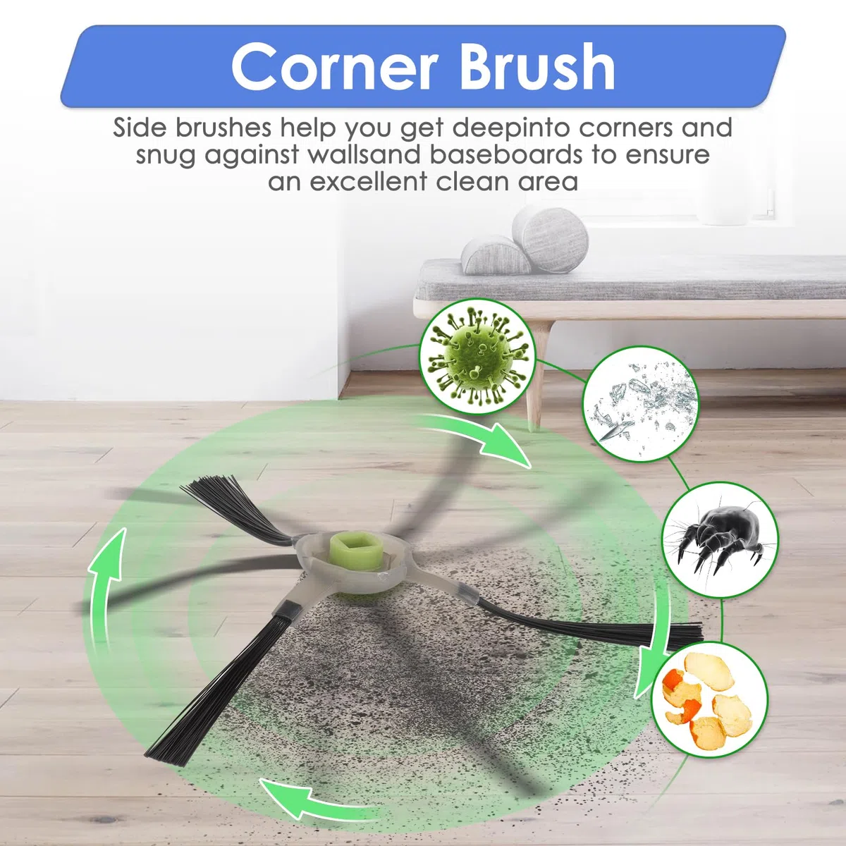 (14 Piezas) M330/ M330 Pro Piezas de Repuesto Compatibles Robot Aspirador Lefant M330 Pro, 6 Cepillos Laterales, 6 Filtros HEPA con Filtros de Espuma, 2 Almohadillas para Fregona, Kit de Accesorios