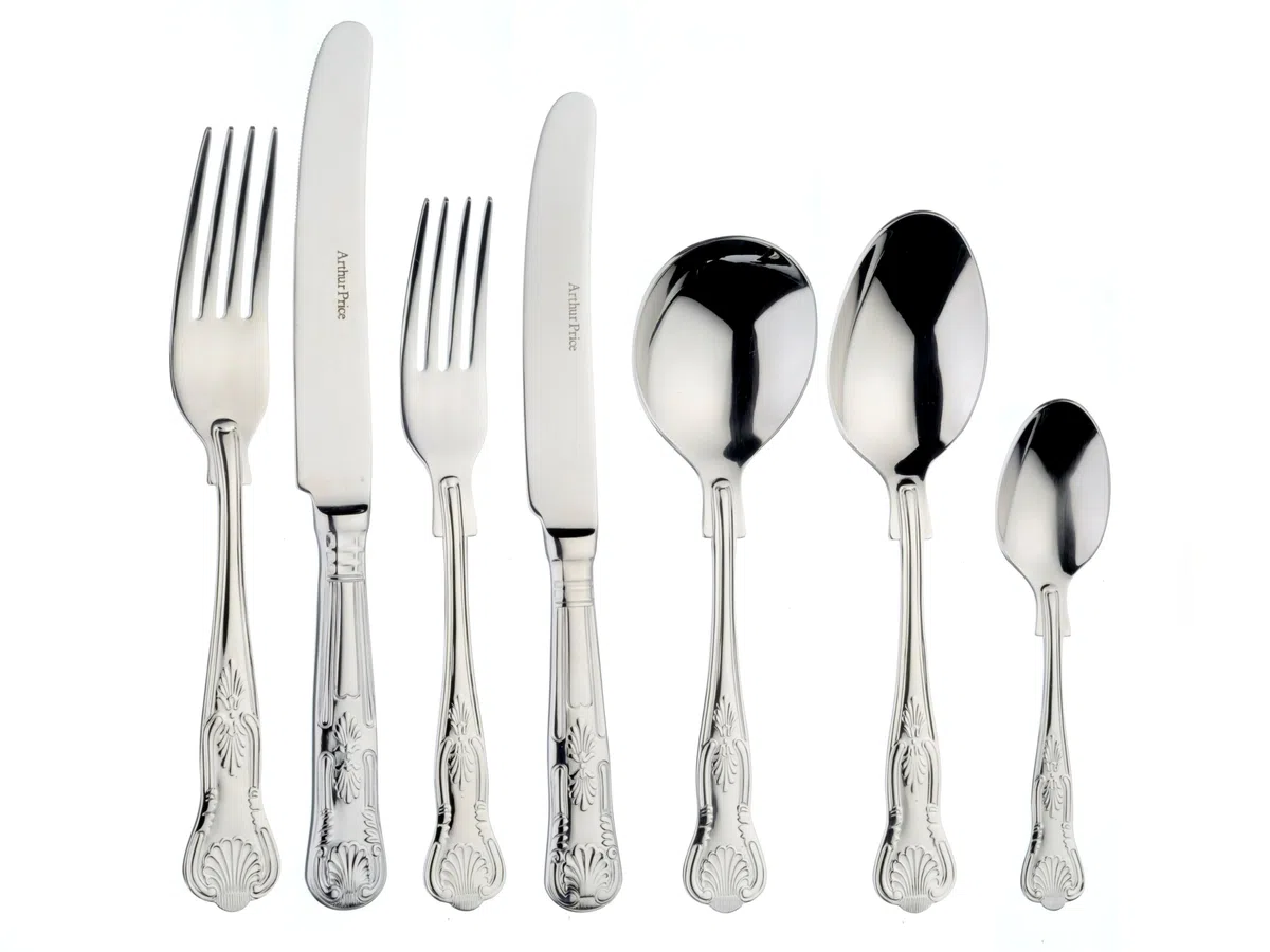 Arthur Precio Cada día 58-Piece Reyes 8-Person cantimplora Set, Acero Inoxidable, Plata, 53.4 x 31,6 x 6,86 cm