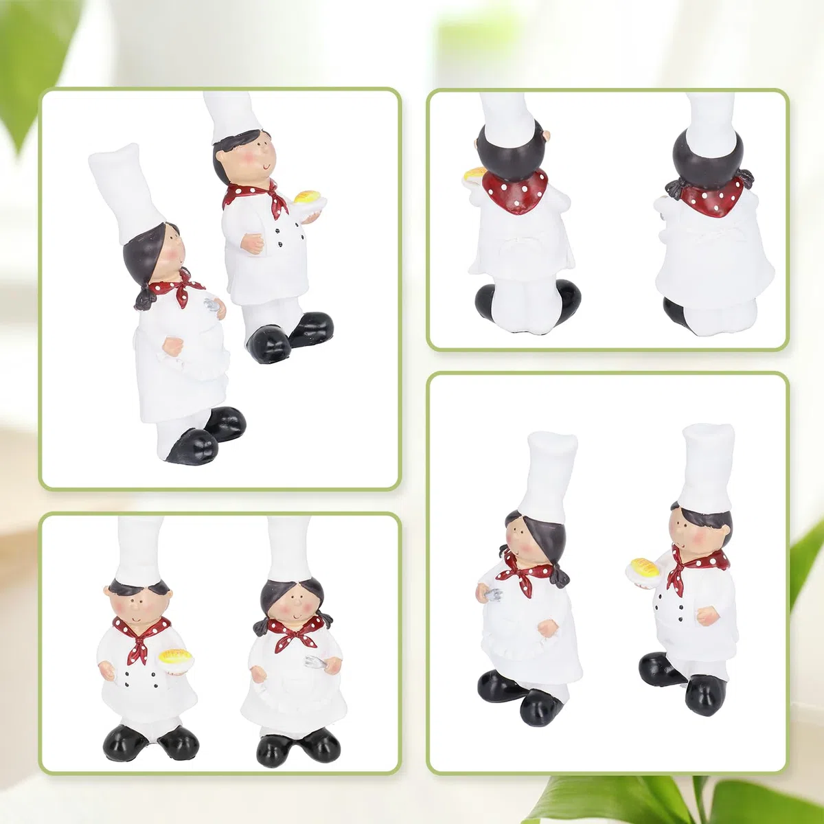 Tissting Escultura Chef Resina 2 Figuras Decoración Cocina Pareja Chef | Estatuas Chef para Bar Gabinete Panadería Regalo Restaurante