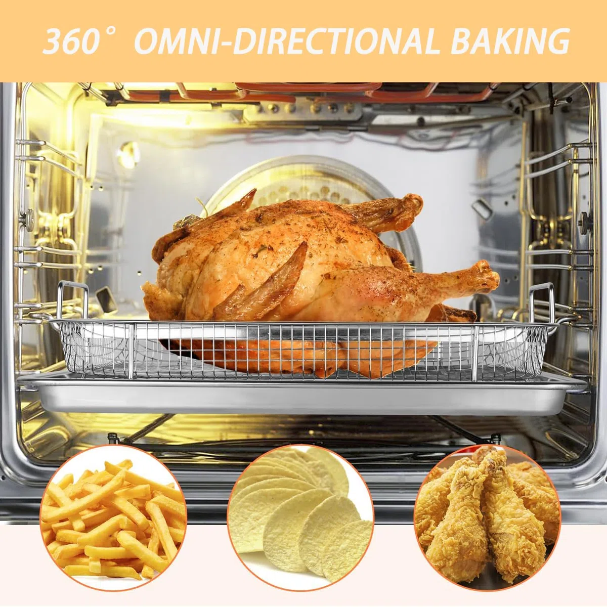 Juego Cocina Crujiente, Cesta Parrilla Malla, Bandeja Hornear Canasta, Cesta Juego Bandeja Hornear, se Utiliza Para Hornear Galletas y Pasteles, Asar a la Parrilla y Enfriar, Cargar Frutas