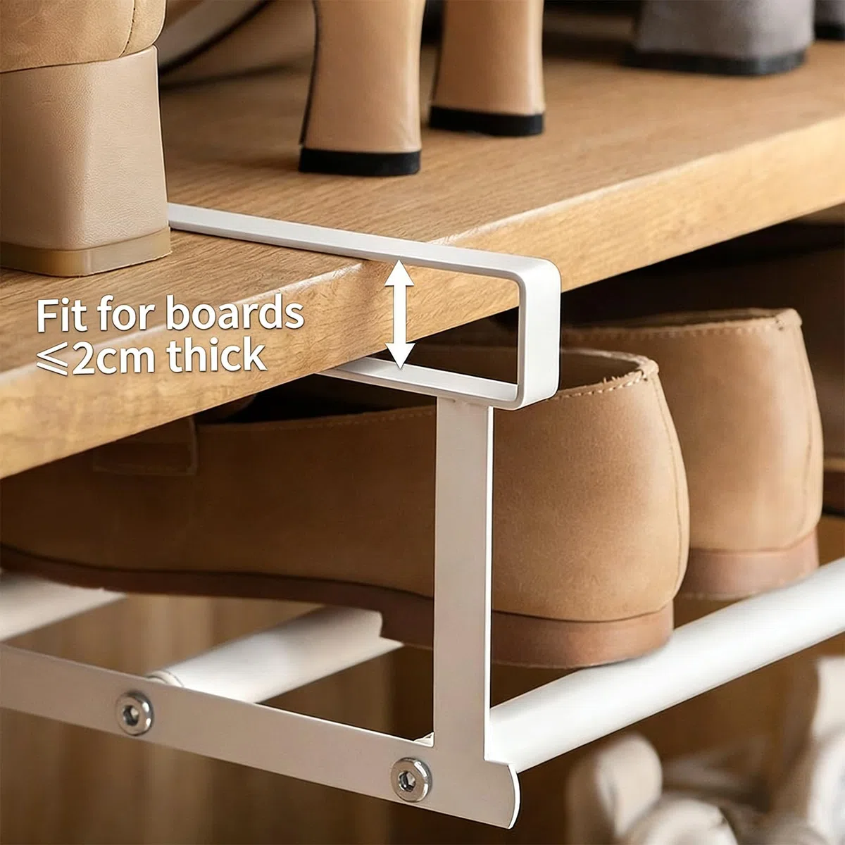 2 Piezas Organizador Zapatos Extensible 40-70 cm, Zapatero Colgante Organizador en el Armario,Soporte Colgante Ajustable, para Armario, Zapatero, Cocina y Baño (Blanco)
