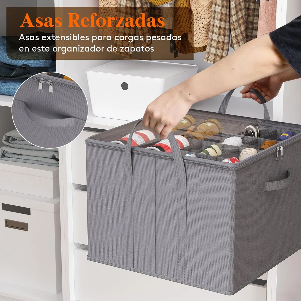 Lifewit Organizador Zapatos para Armario, Almacenaje de Zapatos para 12-16 Pares, Caja con Tapa Plegable con Cubierta, Shoe Organizer, Gris, Pack de 2 para 24-32 Pares