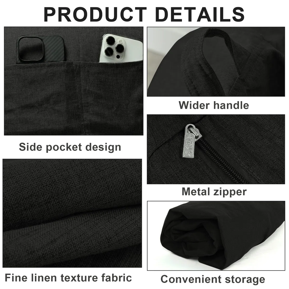 MeYuxg Puff Salon Adulto, Puff Gamer XL,100x120 cm Sin Relleno, Solo Funda para Niños y Adultos, Bean Bag para Videojuegos para Interior y Exterior, Salón y Sala de Juegos (Negro)
