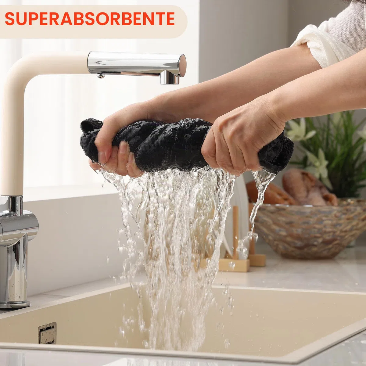 Moosfor Paños de limpieza de cocina 100% algodón, muy absorbentes, suaves, accesorios de cocina de secado rápido, 6 unidades, 30 x 30 cm, gris oscuro