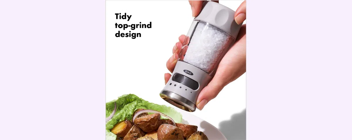 OXO 11312400 Good Grips - Molinillo de sal contorneado, cerámica, gris