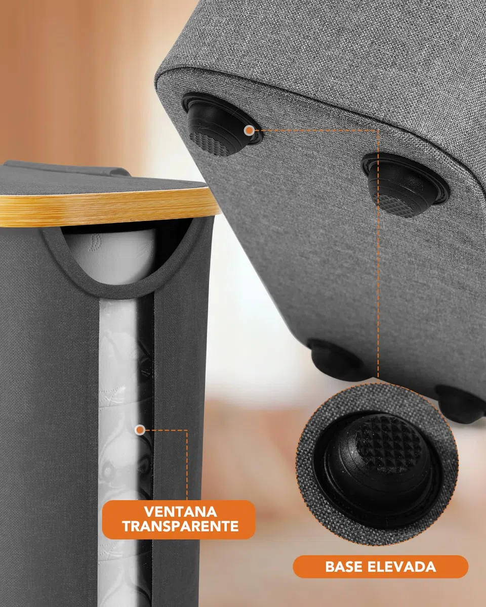 SOUTHGATE 50L Grande Cesta de Almacenamiento de Papel Higiénico con Tapa de Bambú, Capaz Para 16-24 Rollos de Papel, Almacenamiento de Rollos de Visibilidad, con Patas, Organizador de BañO con Asa