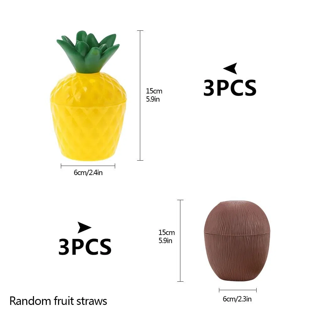 Vasos hawaianos Luau de coco y piña para bebidas hawaianas Luau tropicales, vasos reutilizables de plástico en forma de coco y piña para playa, verano, fiesta tropical hawaiana