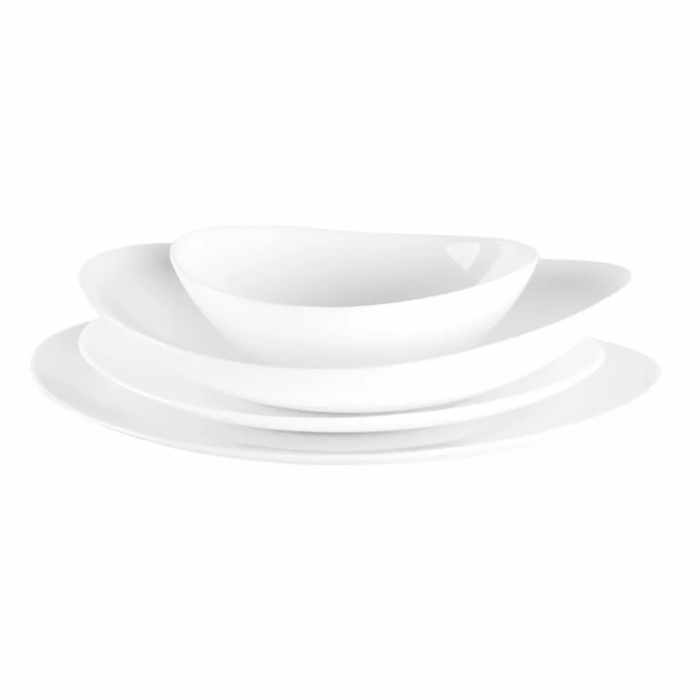 Karaca White Pure - Vajilla de cristal de 24 piezas para 6 personas, elegante vajilla resistente al calor con platos llanos, pasta, cuencos de cereales y platos de postre/acompañamiento