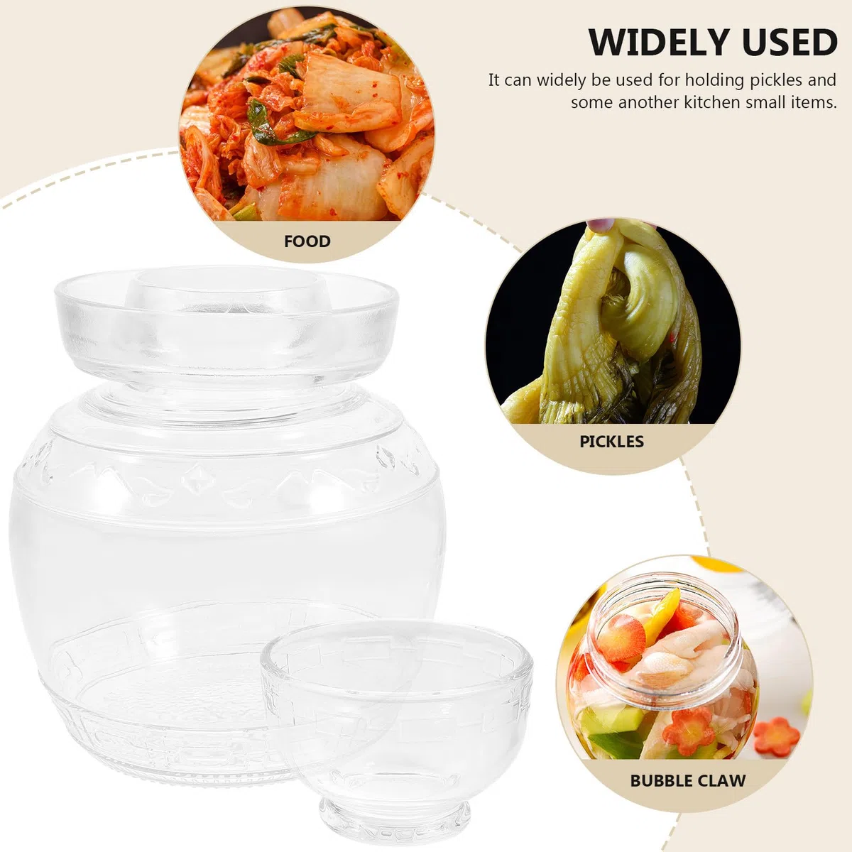 Tarro de Vidrio para Fermentación Doméstica Transparente y Hermético Recipiente para Conservar Encurtidos y Alimentos Cocina Capacidad Diseño Práctico y Duradero
