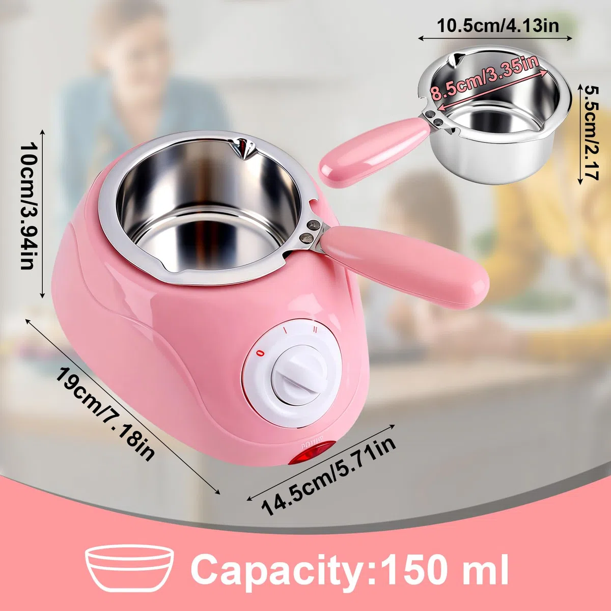 Olla Para Derretir Chocolate Eléctrica, derretidora de chocolate eléctrica, olla para derretir dulces para tienda en casa fondue de chocolate (Rosa)