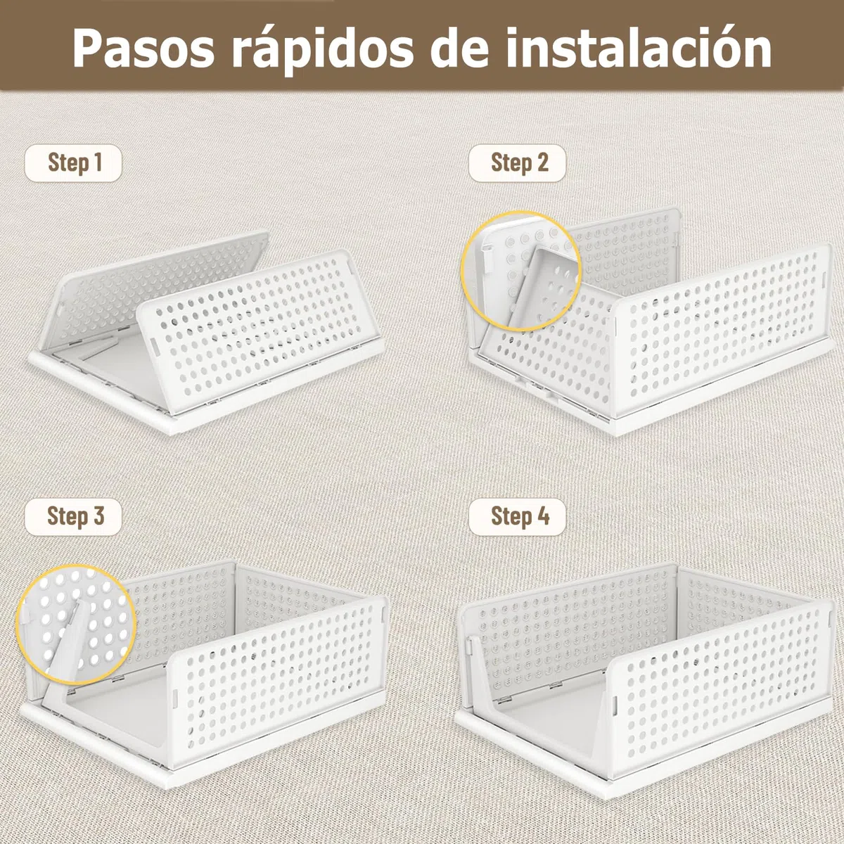 4 Pcs Organizador Armario, Cajones Extraibles Apilables y Plegables para Armarios, Cajas Almacenaje Ropa de Plastico,Separadores para Ropa Cocina Dormitorio Baño - 33 x 43 x 18 cm, Gris Oscuro