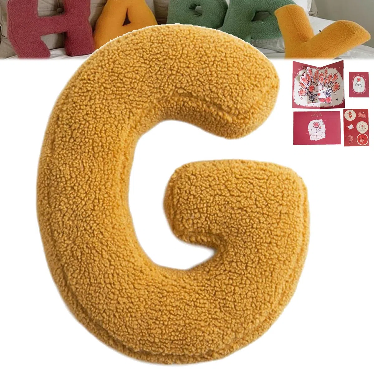 Almohadas con Letras, Almohadas con Letras para abrazar, Almohada de Felpa con Letras, Linda Almohada con Letras Iniciales de la A a la Z, Almohadas con el Alfabeto inglés