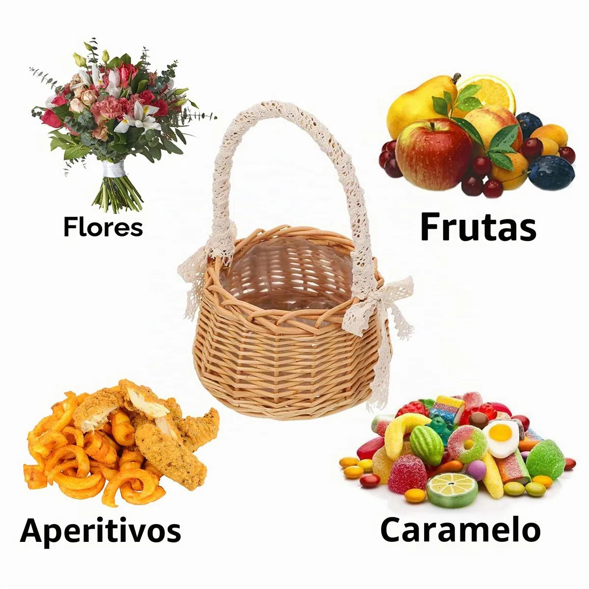 Cestas Infantiles De Flores De Boda Cesta De Mimbre y Ratan Canasta Artesanal Canasta De Frutas Cesta De Mimbre Tejida Para La Decoración De La Mesa De Boda Decoración De Estilo Rústico