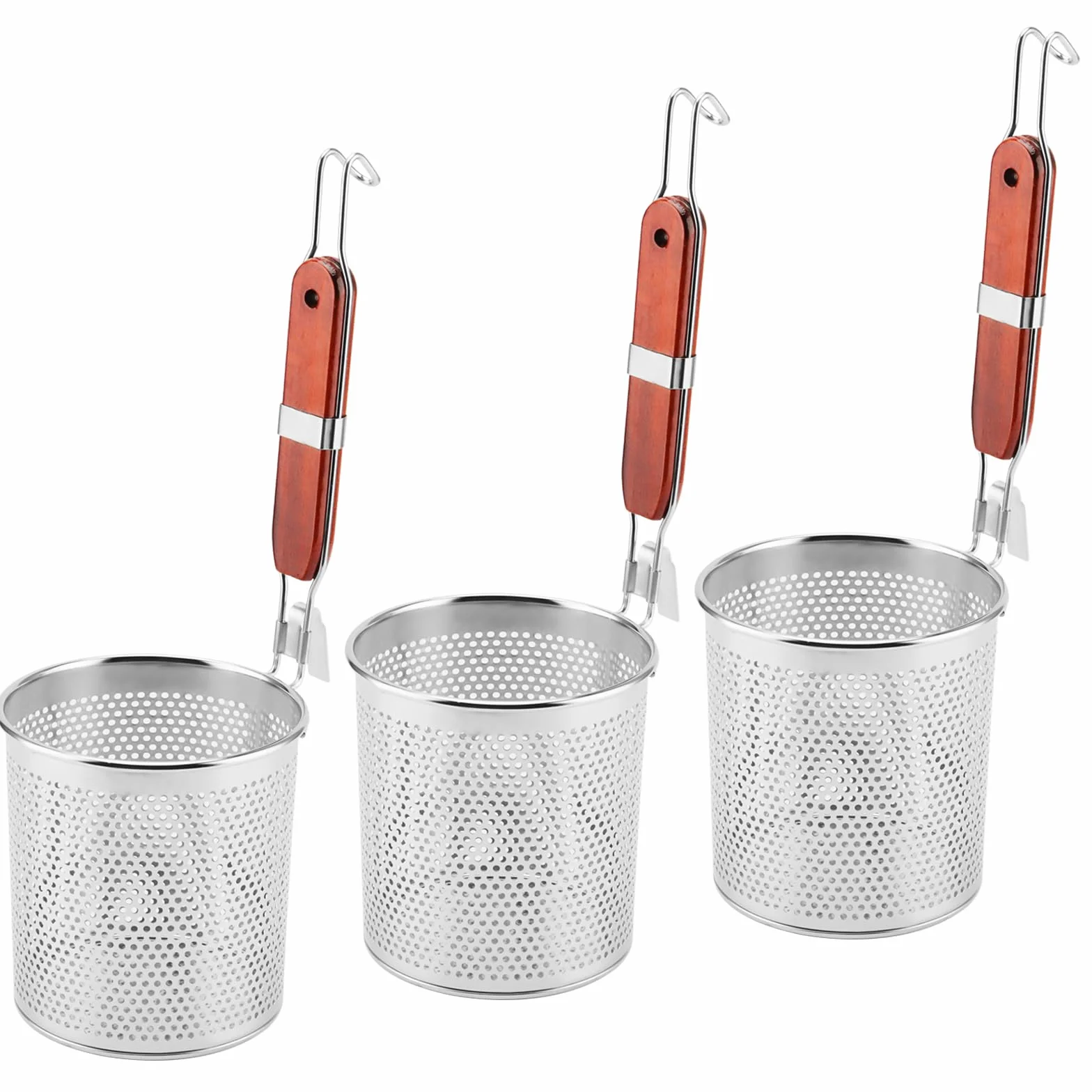 3 piezas de acero inoxidable para fideos, colador microperforado para pasta, colador de cocina, colador para pasta, frutas, albóndigas, alimentos