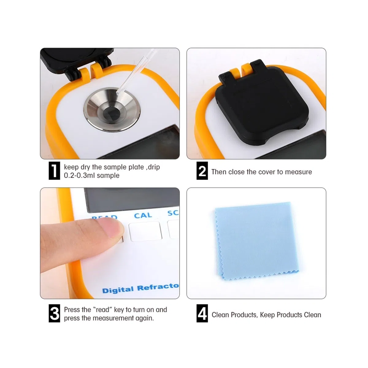 Medidor de Brix de azúcar Refractómetro digital de miel Humedad de miel Bee Baume 0-90% Agua portátil 5-38% Probador de apicultura Medidor de concentración de miel Fácil de limpiar y almacenar