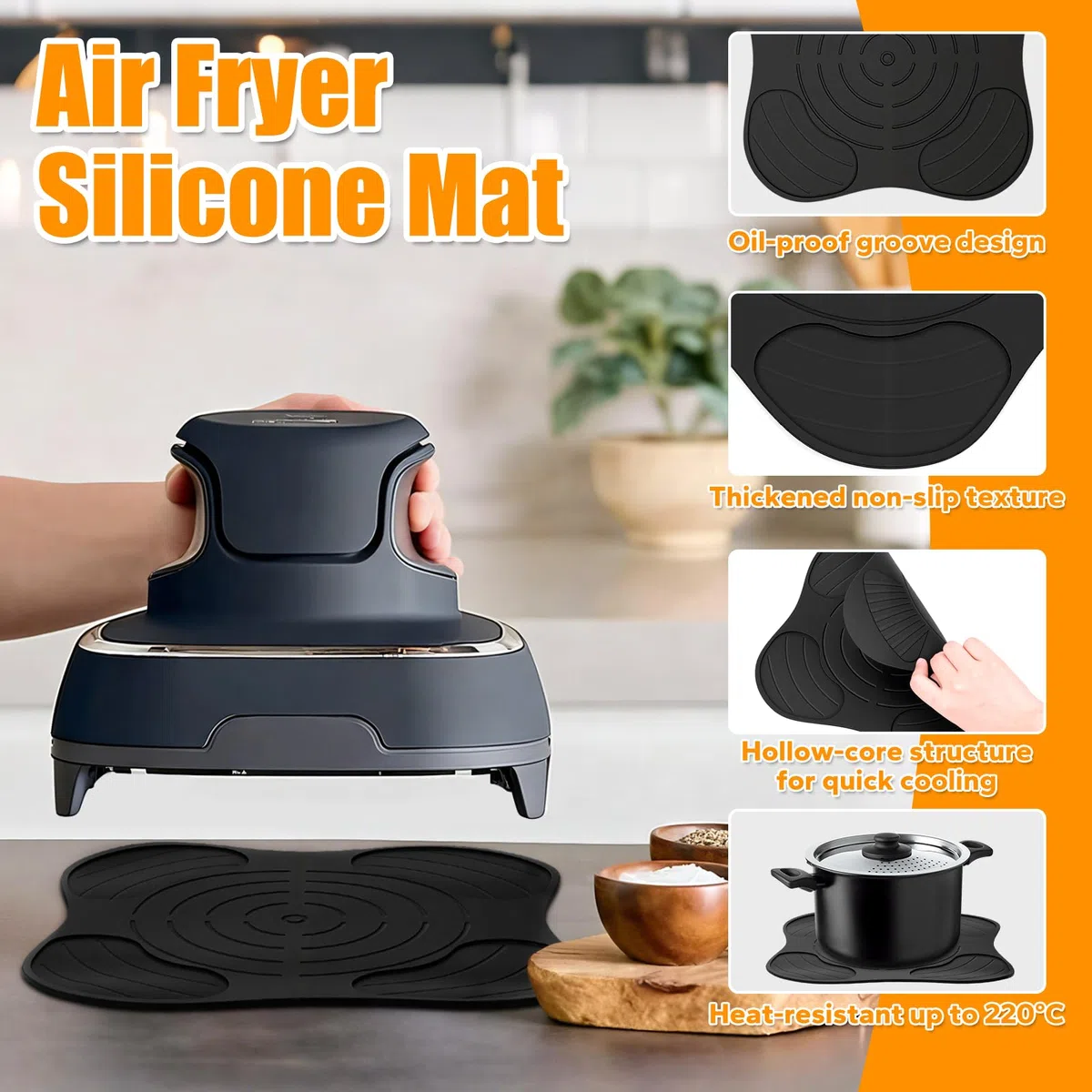 SelfTek 6 Piezas Airfryer Accesorios para Ninja CRISPi FN101EU – con 2 moldes de Silicona, protección contra Salpicaduras, Guantes de Silicona, Alfombrillas de Silicona para Accesorios Ninja Crispi