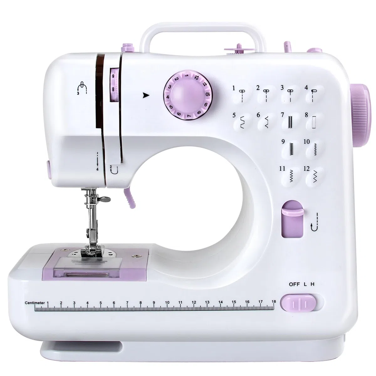 M MUNCASO mini máquina de coser para principiantes, máquina de coser electrónica de 12 agujas, máquina de coser multifuncional para niños, doble línea y doble velocidad