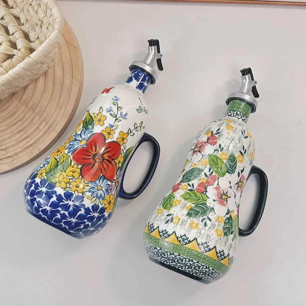 Botella dispensadora de aceite de oliva de cerámica, boquilla antigoteo para cocina, ideal para vinagre y salsas