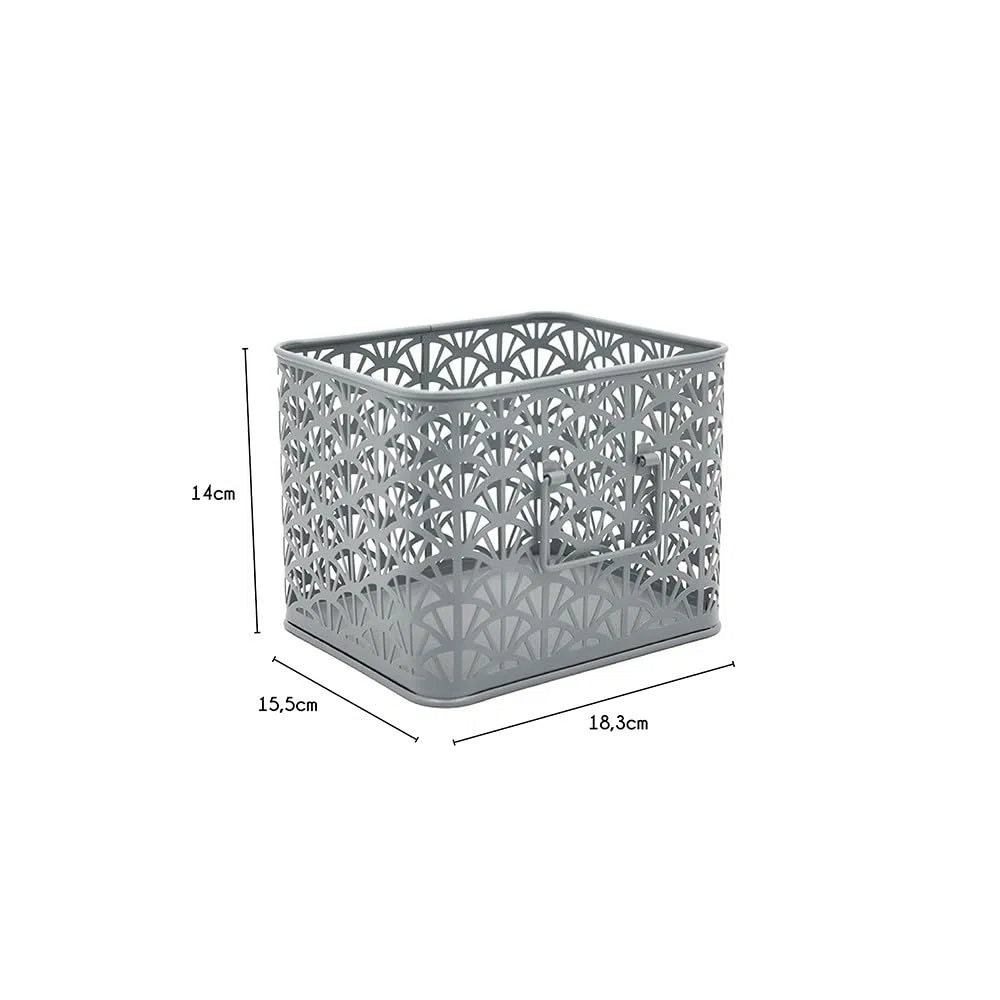 Box and beyond – Juego de 3 cestas de almacenamiento – metal verde – con asas – calado – almacenamiento, decoración, dormitorio, sala de estar, oficina, estilo elegante y elegante