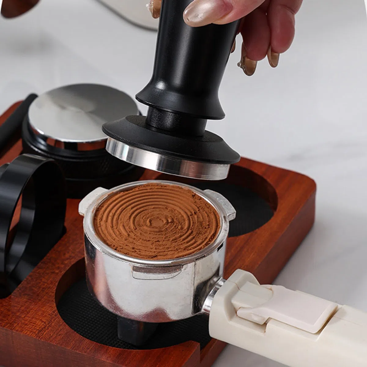Herramienta pisadora de café - 7 Piezas de Utensilios Ergonómicos Antideslizantes | Kit de accesorios de pisador y nivelador,para uso en cocinas, estudios, bares, mostradores, tiendas, oficinas