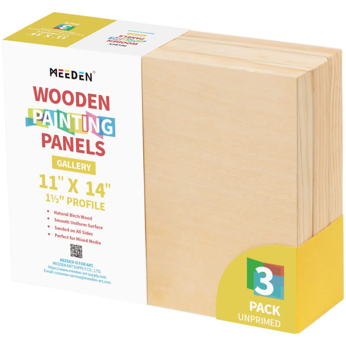 MEEDEN Paneles de lona de madera de 27.9x35.6cm, 3 pizas, paneles de madera de abedul para artista de cuna profunda de 3.8cm para verter arte, pintura de manualidades, acrílicos, encáusticos