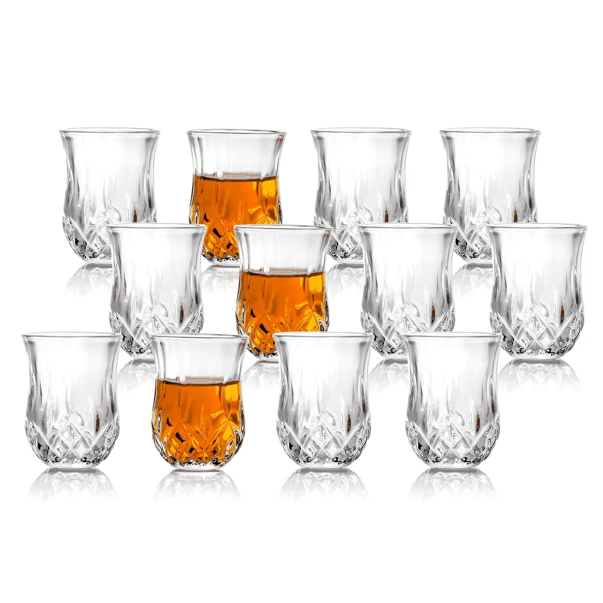 QUAFFER Vasos de chupito con patrón de diamante (juego de 12)